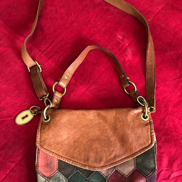 *RARE*Vintage Fossil Leather & Suede Crossbody - Picture 4 of 8